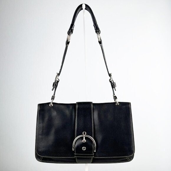 Coach Vintage Y2K Soho Flat Buckle Black Leather Shoulder Bag 9741 - Picture 1 of 16